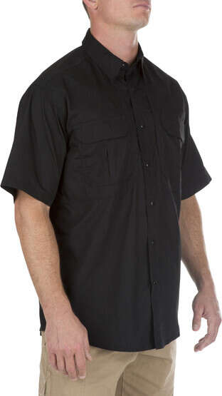 5.11 Tactical TACLITE Pro Short Sleeve Shirt in black, side view